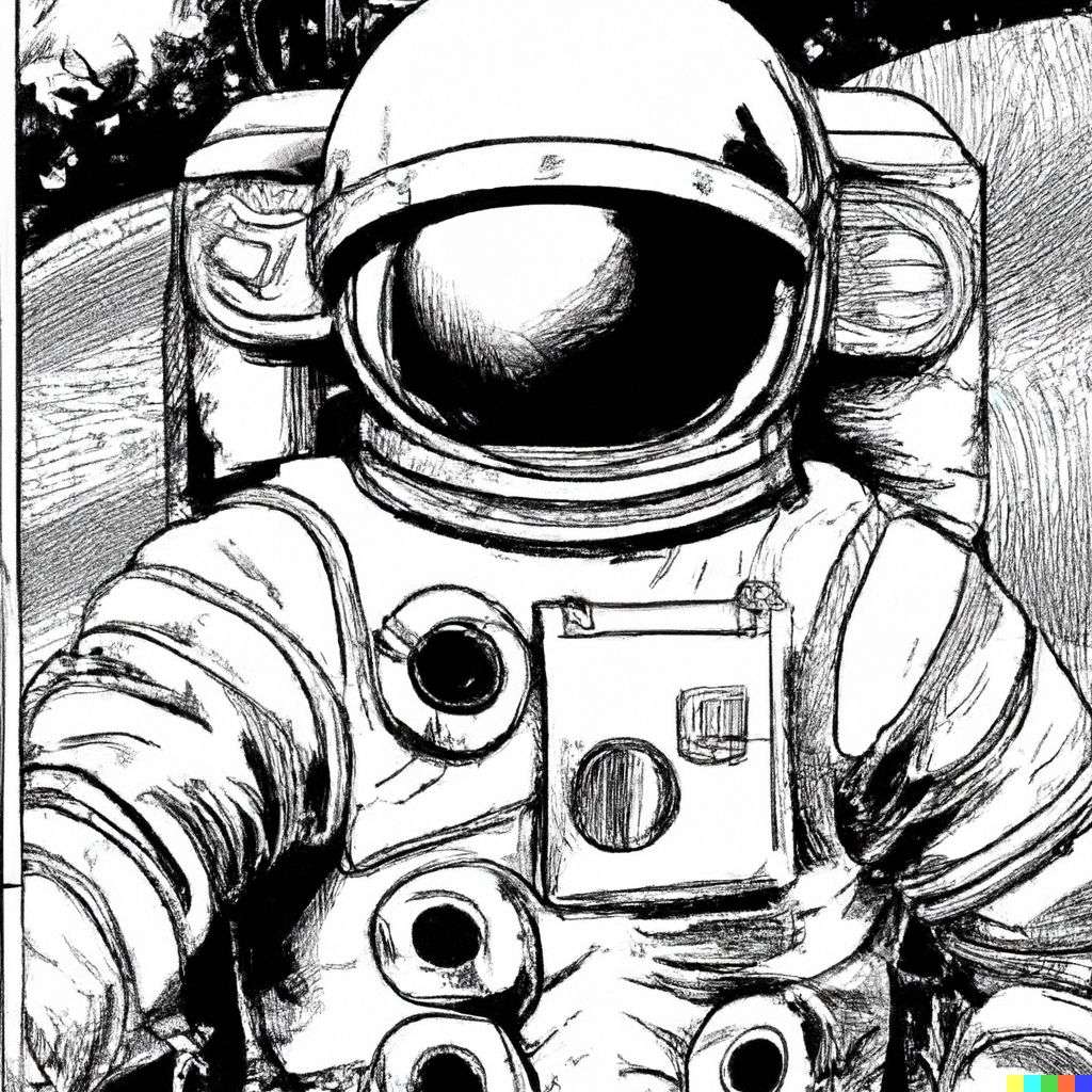 an astronaut, comic book drawing